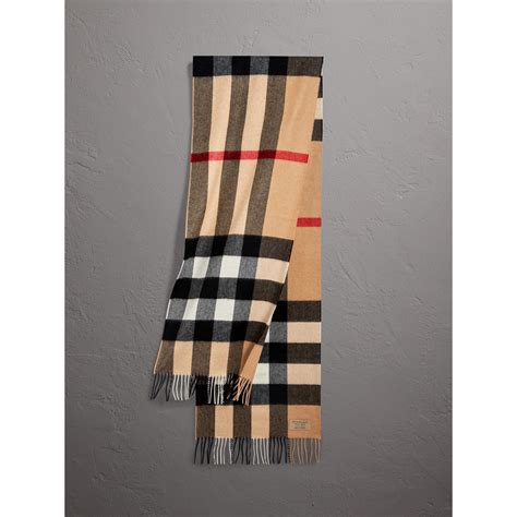 burberry large classic cashmere scarf camel|authentic Burberry cashmere scarf.